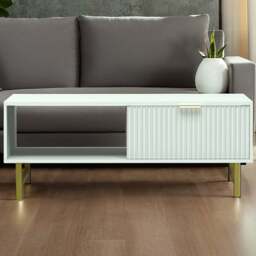 Kosy Koala White and Gold Coffee Table - Size: 40 x 110 x 50cm - Wilko
