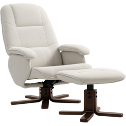 HOMCOM Beige Swivel Recliner Chair with Footstool - Size: Single - Yellow - Wilko - thumbnail 3