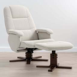 HOMCOM Beige Swivel Recliner Chair with Footstool - Size: Single - Yellow - Wilko