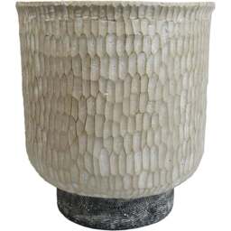 Leaf Brushed Gold Stone Effect Composite Planter 32 x 29cm - Size: 32 x 29 x 29cm - White - Wilko - thumbnail 1