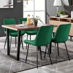 Furniturebox Solo Cesano 4 Seater Dining Set Brown Green and Black - Grey - Wilko - thumbnail 1