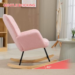 HOMCOM Pink Berber Fleece Wingback Rocking Chair - Size: Single - Wilko - thumbnail 6