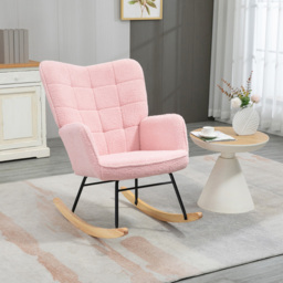 HOMCOM Pink Berber Fleece Wingback Rocking Chair - Size: Single - Wilko - thumbnail 5