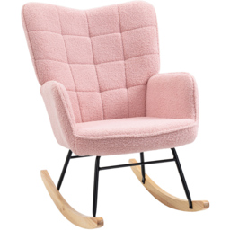 HOMCOM Pink Berber Fleece Wingback Rocking Chair - Size: Single - Wilko - thumbnail 3