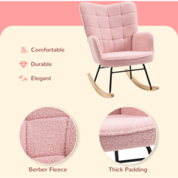HOMCOM Pink Berber Fleece Wingback Rocking Chair - Size: Single - Wilko - thumbnail 7