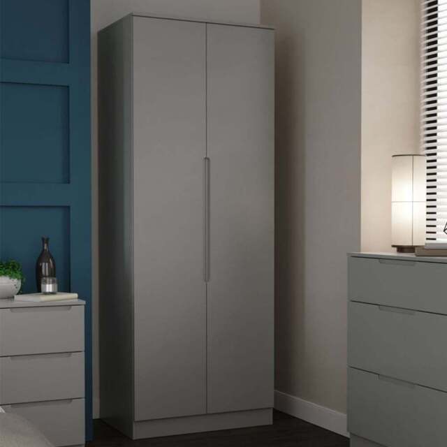 Crowndale Milan 2 Door Dusk Grey Tall Double Wardrobe - Wilko - image 1