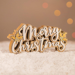 Marco Paul Small Merry Christmas Word Decoration - Size: 23 x 11 x 2cm - White - Wilko - thumbnail 3