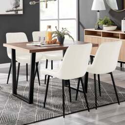 Furniturebox Solo Cesano 4 Seater Dining Set Brown Cream and Black - Wilko - thumbnail 1