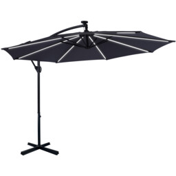 3m Parasol with Removable LED Lights Grey - Wilko - thumbnail 5