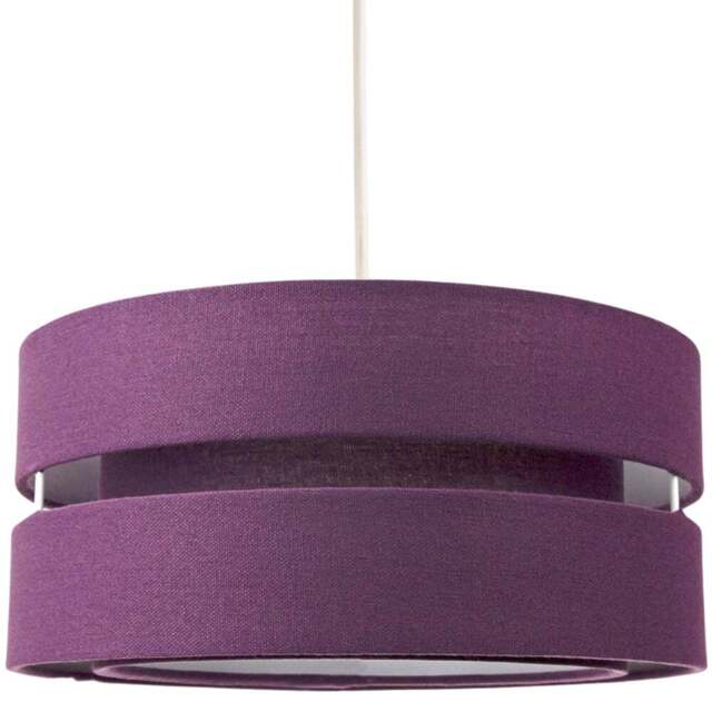 Happy Homewares 3 Tier Purple Linen Fabric Ceiling Pendant Light Shade - Size: 13 x 26 x 26cm - Wilko - image 1
