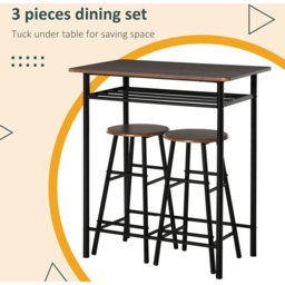Portland 2 Seater Black and Oak Bar Table with Stools - Wilko - thumbnail 6
