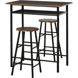 Portland 2 Seater Black and Oak Bar Table with Stools - Wilko - thumbnail 3
