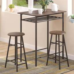 Portland 2 Seater Black and Oak Bar Table with Stools - Wilko