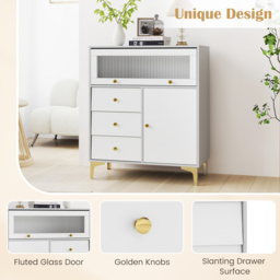 Costway 2 Door 3 Drawers Grey Chest of Drawers - Wilko - thumbnail 6