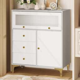 Costway 2 Door 3 Drawers Grey Chest of Drawers - Wilko - thumbnail 1