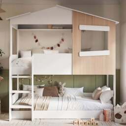 Flair Dreamland White and Oak House Bunk Bed - Size: Single - Wilko - thumbnail 1
