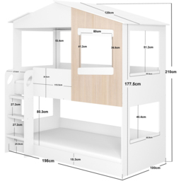 Flair Dreamland White and Oak House Bunk Bed - Size: Single - Wilko - thumbnail 7