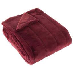 Paoletti Empress Ruby Faux Fur Throw 130 x 180cm - Size: 180 x 130cm - Red - Wilko