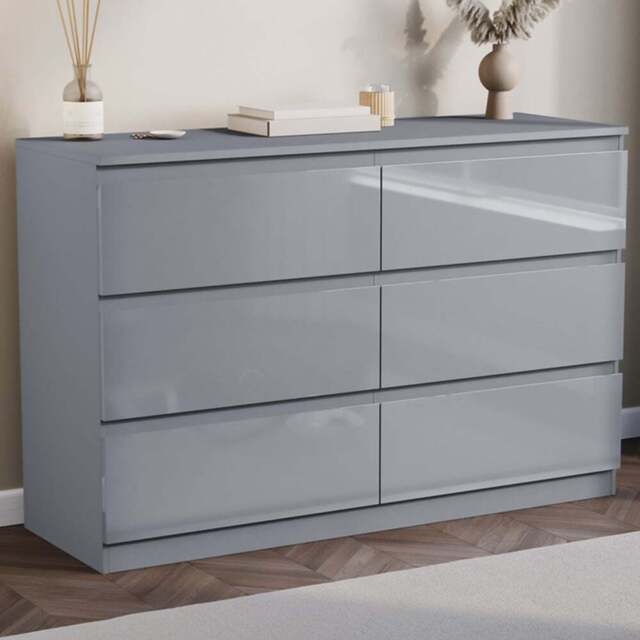Vida Designs Glinton 6 Drawer Grey Chest of Drawers - Wilko - image 1