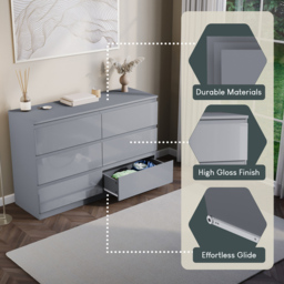 Vida Designs Glinton 6 Drawer Grey Chest of Drawers - Wilko - thumbnail 7