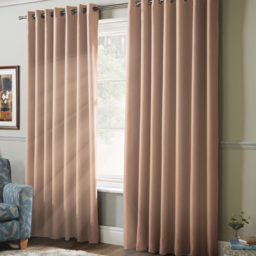 Alan Symonds Essential Pink Plain Ring Top Eyelet Curtains 167 x 137cm - Size: W 167 x D 137cm - Wilko - thumbnail 3