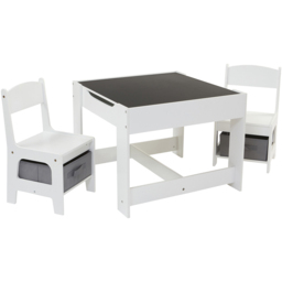 Liberty House Toys Kids White and Grey Table and 2 Chairs Set with Storage Bins - Size: 48 x 60 x 60cm - Wilko - thumbnail 3