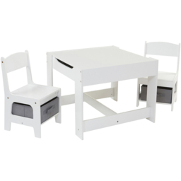 Liberty House Toys Kids White and Grey Table and 2 Chairs Set with Storage Bins - Size: 48 x 60 x 60cm - Wilko - thumbnail 4