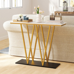 Costway White Faux Marble Extra Long Console Entry Table - Size: 100 x 30 x 79cm - Wilko - thumbnail 5