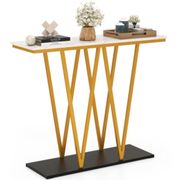 Costway White Faux Marble Extra Long Console Entry Table - Size: 100 x 30 x 79cm - Wilko - thumbnail 4