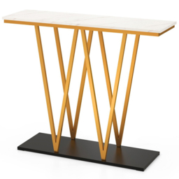 Costway White Faux Marble Extra Long Console Entry Table - Size: 100 x 30 x 79cm - Wilko - thumbnail 3