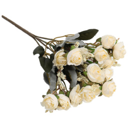 Living and Home Rose 5 Branch 15 Heads Artificial Flower 29cm - Size: 5 x 29 x 29cm - Champagne - Wilko - thumbnail 4