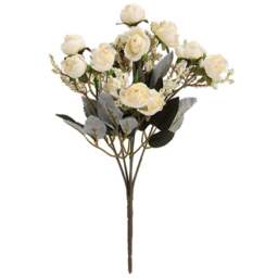 Living and Home Rose 5 Branch 15 Heads Artificial Flower 29cm - Size: 5 x 29 x 29cm - Champagne - Wilko