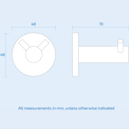 Nes Home Chrome Round Double Robe Hook 70mm - Size: 4.8 x 4.8 x 7cm - Silver - Wilko - thumbnail 4