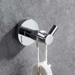 Nes Home Chrome Round Double Robe Hook 70mm - Size: 4.8 x 4.8 x 7cm - Silver - Wilko - thumbnail 3