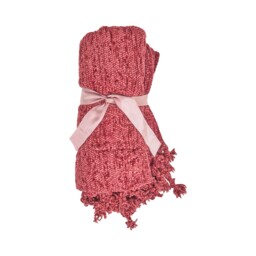 Chenille Tassel Throw Burgundy - Wilko - thumbnail 3