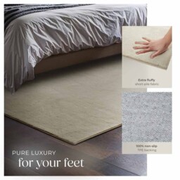 tectake Zonelle Beige Short Pile Ultra Soft Rug 170 x 120cm - Size: 1.5 x 110 x 60cm - Yellow - Wilko - thumbnail 5