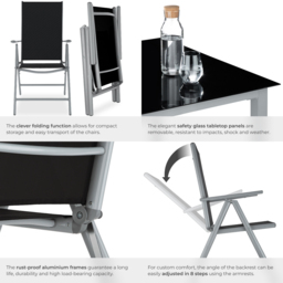 tectake Pompeii 8 Seater Silver Adjustable Garden Table and Chair Set - Wilko - thumbnail 6