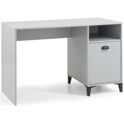 Julian Bowen Lakers Single Drawer Locker Desk Metal Effect and Grey Lacquer - Size: 55 x 120 x 75cm - Black - Wilko - thumbnail 3
