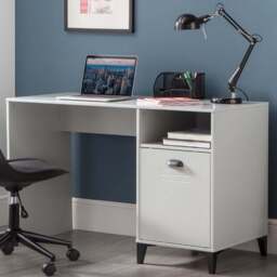 Julian Bowen Lakers Single Drawer Locker Desk Metal Effect and Grey Lacquer - Size: 55 x 120 x 75cm - Black - Wilko