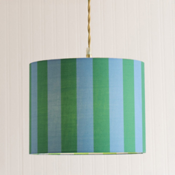 ValueLights Callie Colour Clash Blue and Green Striped Fabric Large Drum Lamp Shade - Size: 22 x 29.5 x 29.5cm - Multi - Wilko - thumbnail 5