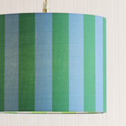 ValueLights Callie Colour Clash Blue and Green Striped Fabric Large Drum Lamp Shade - Size: 22 x 29.5 x 29.5cm - Multi - Wilko - thumbnail 4