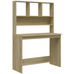 vidaXL 4 Shelf Study Desk Sonoma Oak - Size: 148 x 102 x 45cm - Brown - Wilko - thumbnail 3