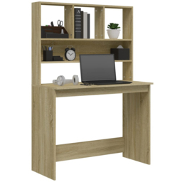 vidaXL 4 Shelf Study Desk Sonoma Oak - Size: 148 x 102 x 45cm - Brown - Wilko - thumbnail 4