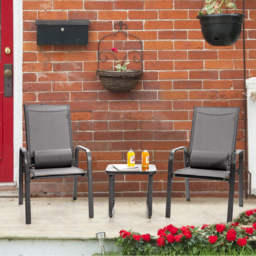 Costway 2 Seater Patio Bistro Set Grey - Wilko - thumbnail 4