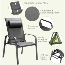 Costway 2 Seater Patio Bistro Set Grey - Wilko - thumbnail 5
