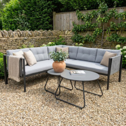 Sicily 4 Seater Grey Garden Corner Lounge Set - Wilko - thumbnail 1