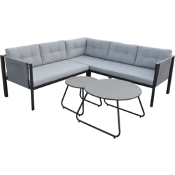 Sicily 4 Seater Grey Garden Corner Lounge Set - Wilko - thumbnail 3