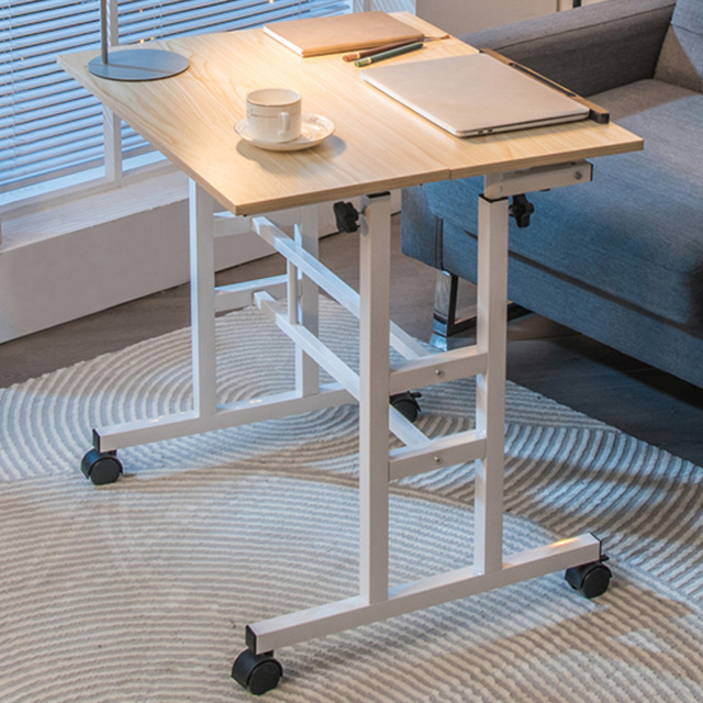 Costway Height Adjustable Workstation with Wheels Natural - Size: 80 x 64 x 12cm - Cream - Wilko - image 1