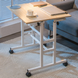 Costway Height Adjustable Workstation with Wheels Natural - Size: 80 x 64 x 12cm - Cream - Wilko - thumbnail 1