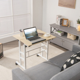 Costway Height Adjustable Workstation with Wheels Natural - Size: 80 x 64 x 12cm - Cream - Wilko - thumbnail 4
